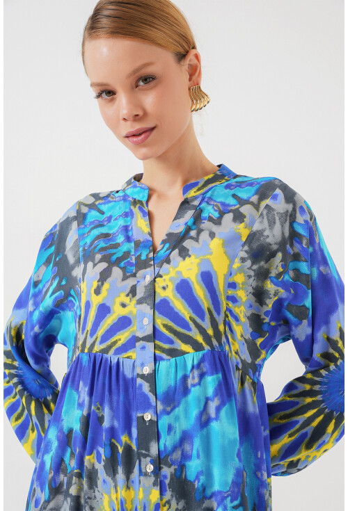 2423 Otantik Desenli Tesettür Elbise