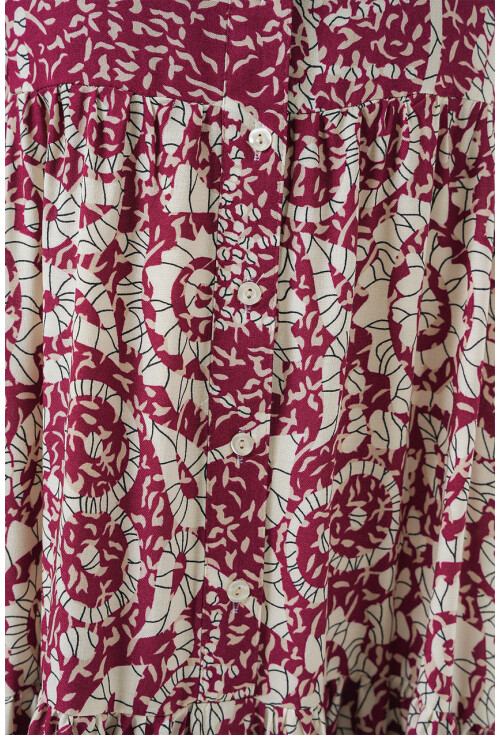 2423 Otantik Desenli Tesettür Elbise