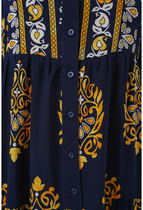 2423 Otantik Desenli Tesettür Elbise