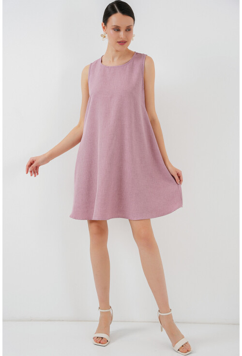2444 Mini Keten Elbise