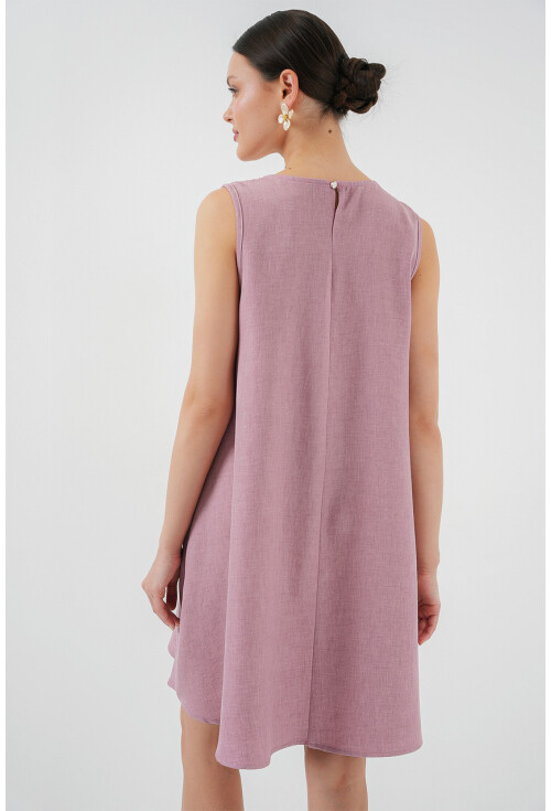 2444 Mini Keten Elbise
