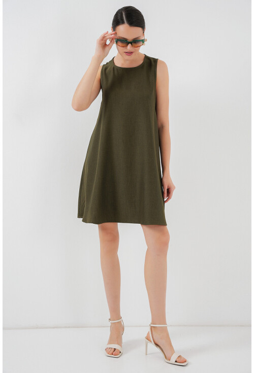 2444 Mini Keten Elbise