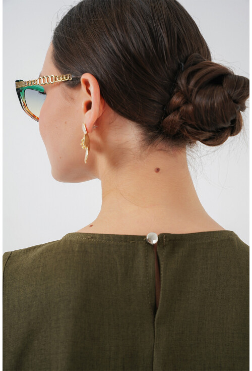 2444 Mini Keten Elbise