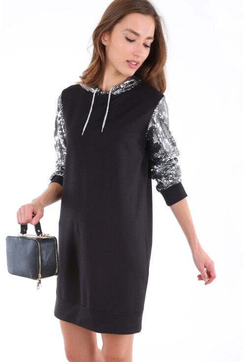 2870 KAPŞONLU PARILTILI SWEATSHIRT