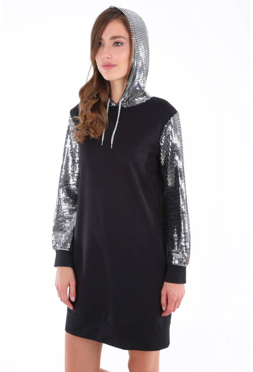 2870 KAPŞONLU PARILTILI SWEATSHIRT