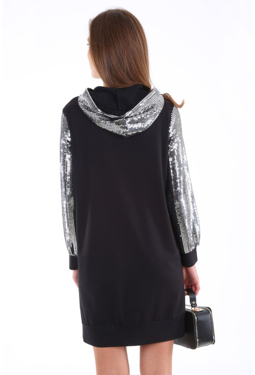2870 KAPŞONLU PARILTILI SWEATSHIRT