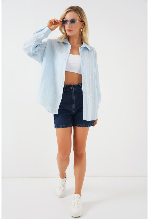 3900 Oversize Uzun Basic Gömlek
