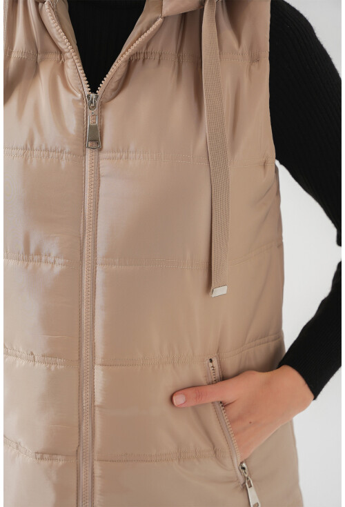 5140 Kapşonlu Uzun Şişme Yelek