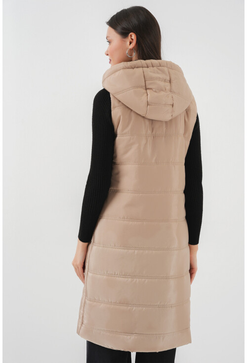 5140 Kapşonlu Uzun Şişme Yelek