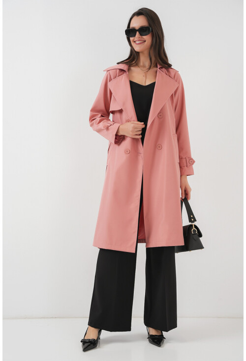 5918 Kruvaze Yaka Trençkot