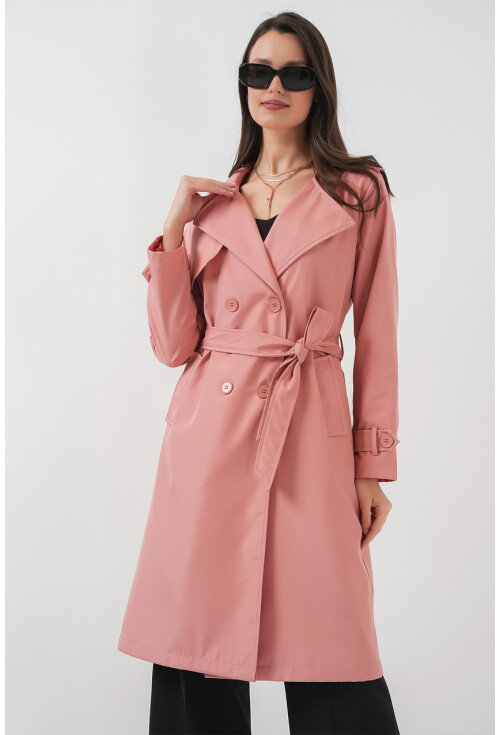 5918 Kruvaze Yaka Trençkot