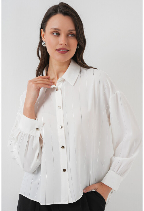 5924 Womens Silver Striped Shirt