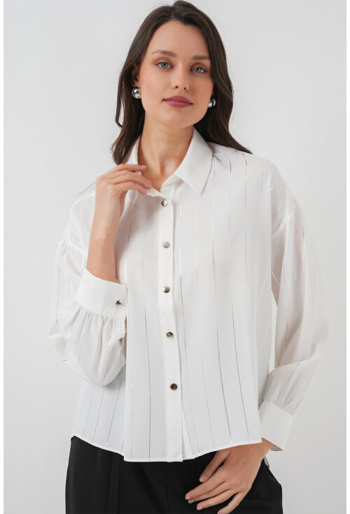 5924 Womens Silver Striped Shirt