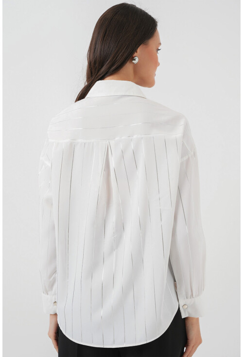 5924 Womens Silver Striped Shirt
