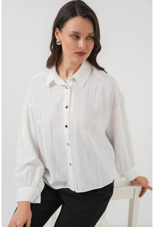 5924 Womens Silver Striped Shirt