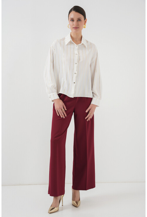 5924 Kadın Gümüş Çizgili Gömlek