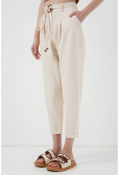 6660 Linen Pants With Belt