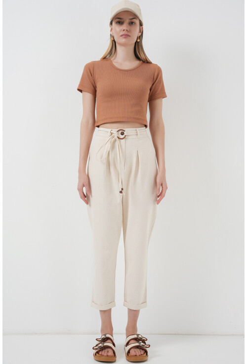 6660 Linen Pants With Belt