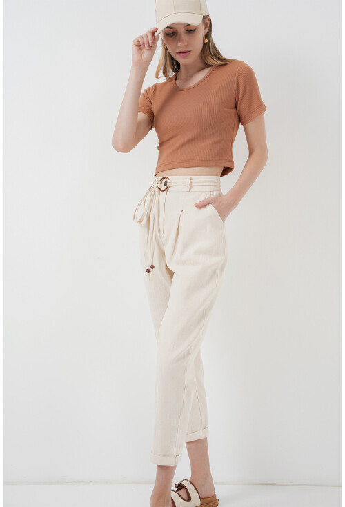 6660 Linen Pants With Belt