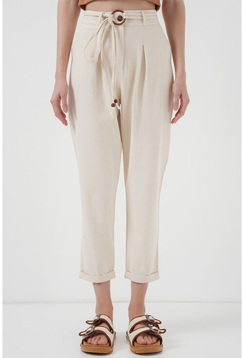 6660 Linen Pants With Belt