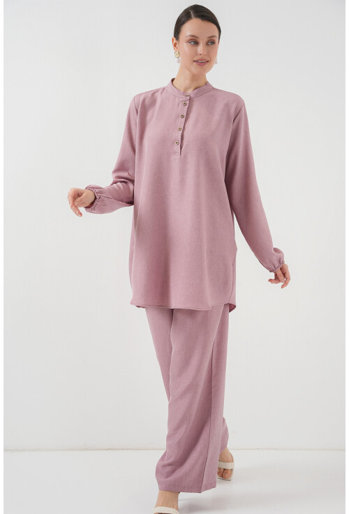 6678 Keten Tunik Pantolon İkili Takım