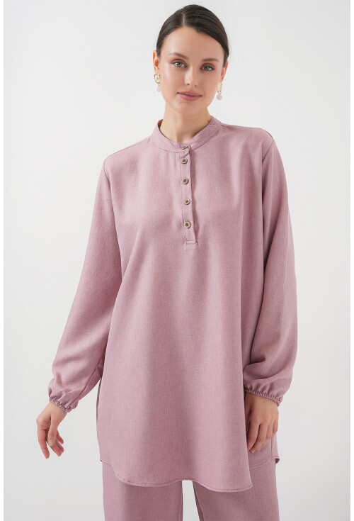 6678 Keten Tunik Pantolon İkili Takım