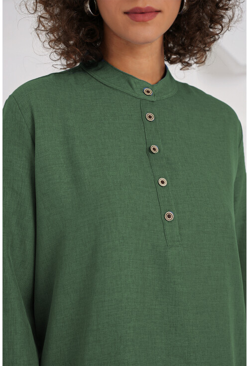 6678 Keten Tunik Pantolon İkili Takım