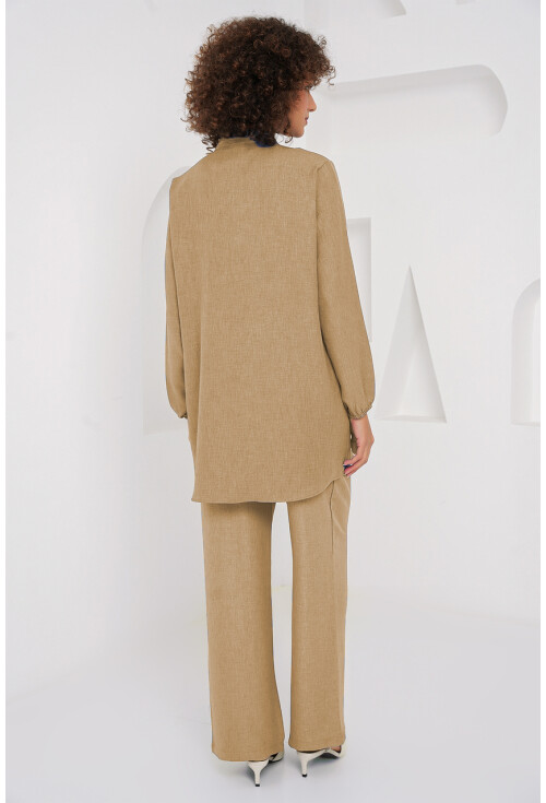 6678 Keten Tunik Pantolon İkili Takım