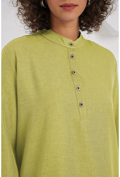 6678 Keten Tunik Pantolon İkili Takım