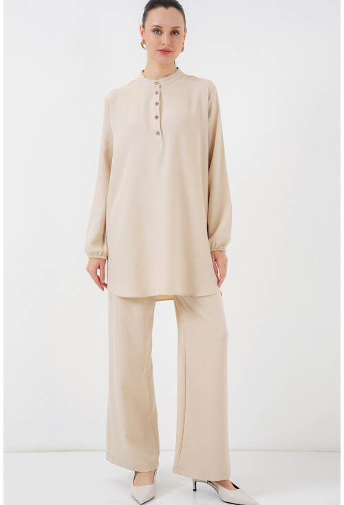 6678 Keten Tunik Pantolon İkili Takım