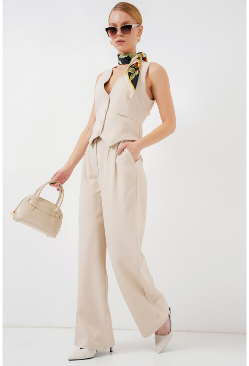 6709 Kadın Yelek Pantolon İkili Takım