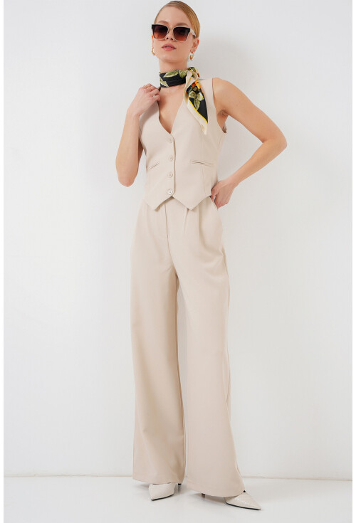 6709 Kadın Yelek Pantolon İkili Takım