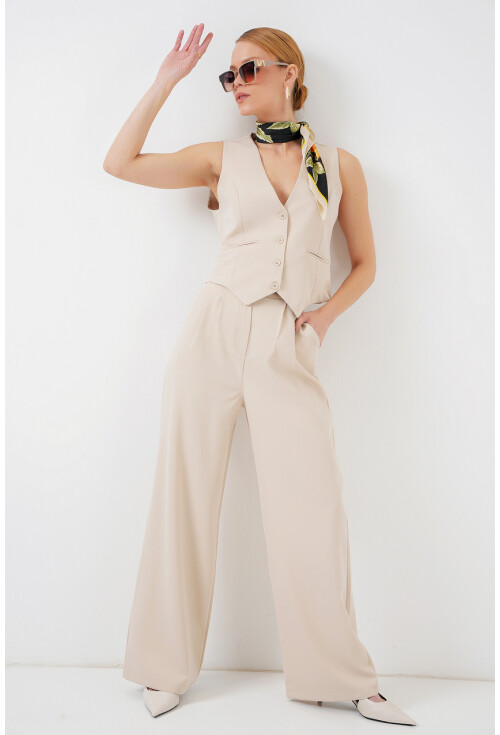 6709 Kadın Yelek Pantolon İkili Takım