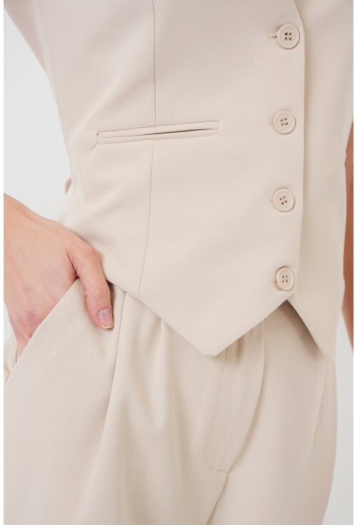 6709 Kadın Yelek Pantolon İkili Takım