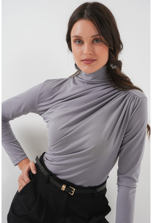 925 Büzgü Detaylı Sandy Bluz