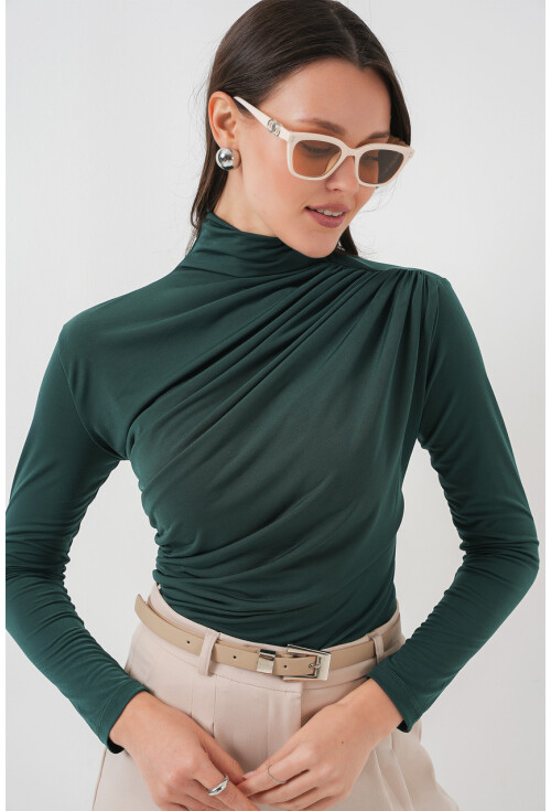 925 Büzgü Detaylı Sandy Bluz