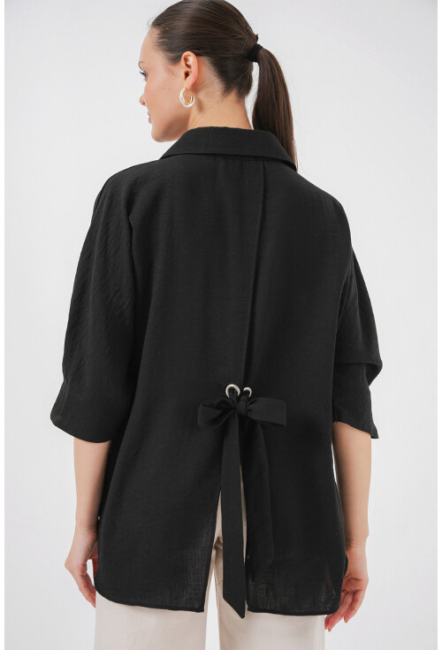 Kadın Bağlama Detaylı Ayrobin Gömlek 20290