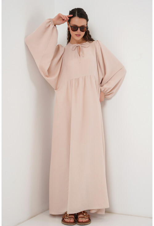 Kadın Balon Kol Uzun Tesettür Elbise 2464
