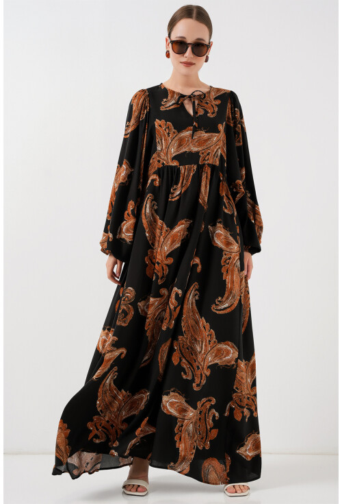 Kadın Balon Kol Uzun Tesettür Elbise 2464