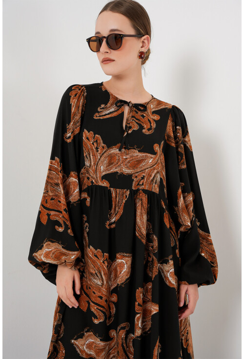 Kadın Balon Kol Uzun Tesettür Elbise 2464