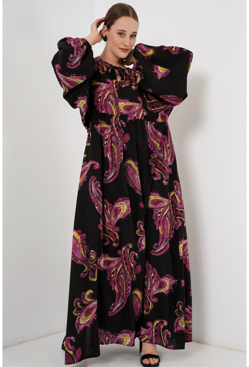 Kadın Balon Kol Uzun Tesettür Elbise 2464