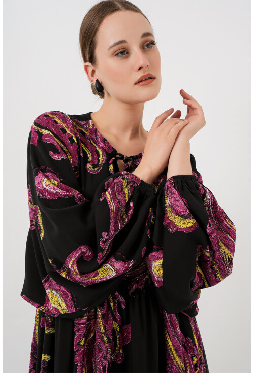 Kadın Balon Kol Uzun Tesettür Elbise 2464