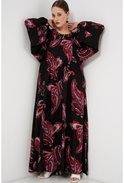 Kadın Balon Kol Uzun Tesettür Elbise 2464