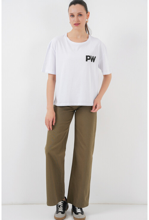 Kadın Baskılı Basic Tişört 4343