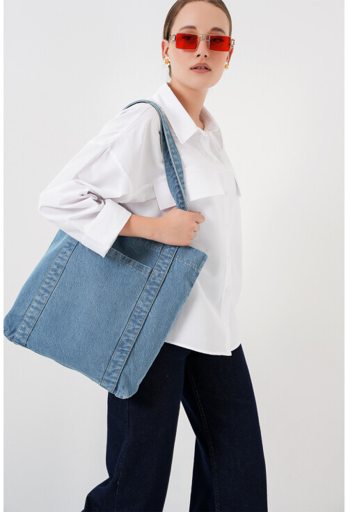 Kadın Cepli Kot Omuz Çantası 010185