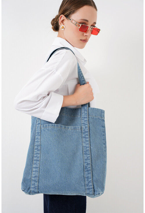 Kadın Cepli Kot Omuz Çantası 010185