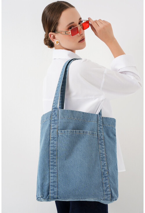 Kadın Cepli Kot Omuz Çantası 010185