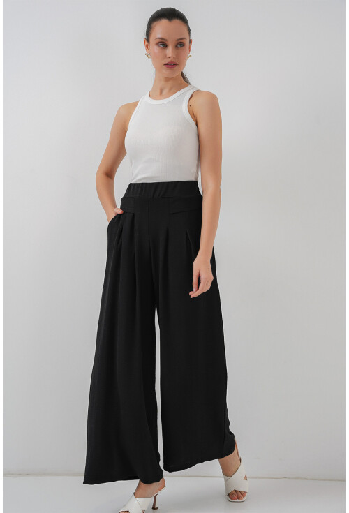 Kadın Geniş Paça Pileli Pantolon 6718