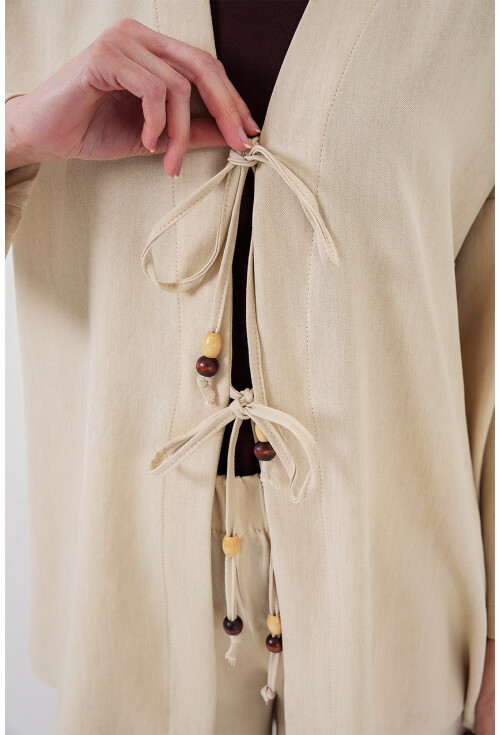 Kadın Keten Kimono İkili Takım 6727