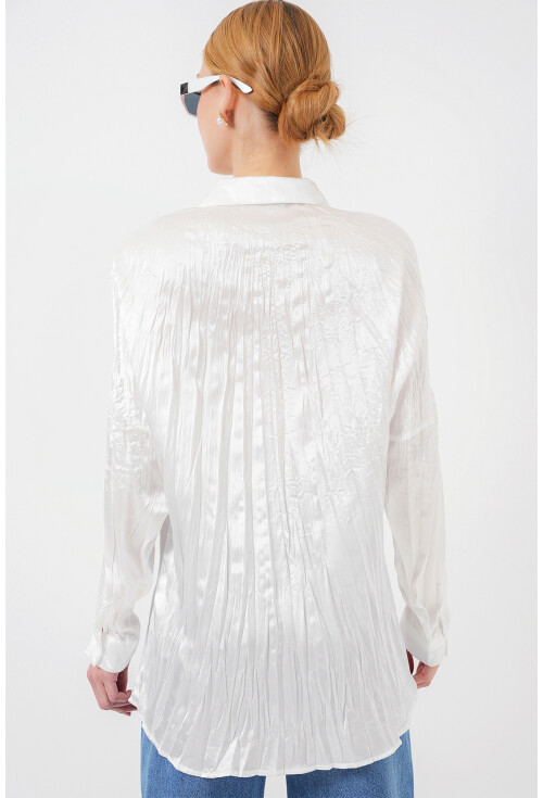 Kadın Kırışık Saten Gömlek 20316